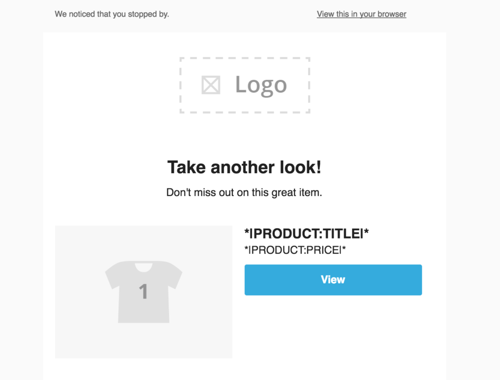 Customize the product retargeting email