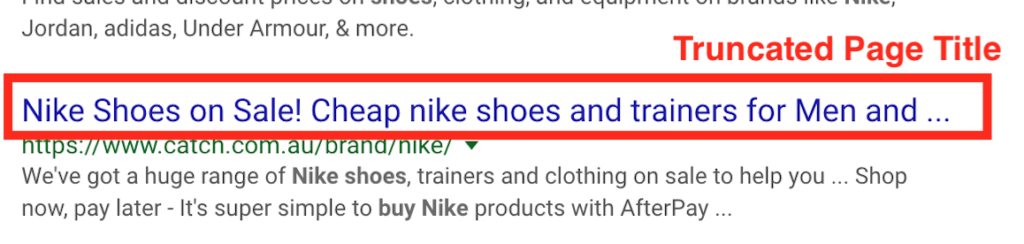 Example of a truncated page title in a Google SERP